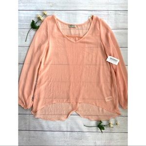 Necessary Clothing Petal Back Sheer Top